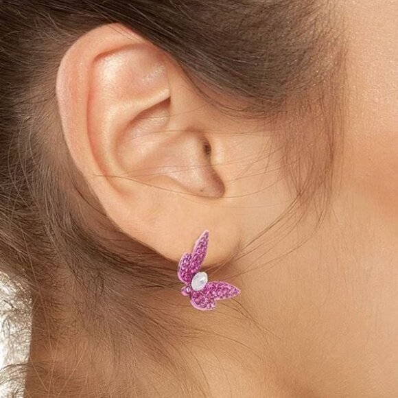 NWT Betsey Johnson Garden Glam Butterfly Stud Fushia Earrings - Picture 2 of 5